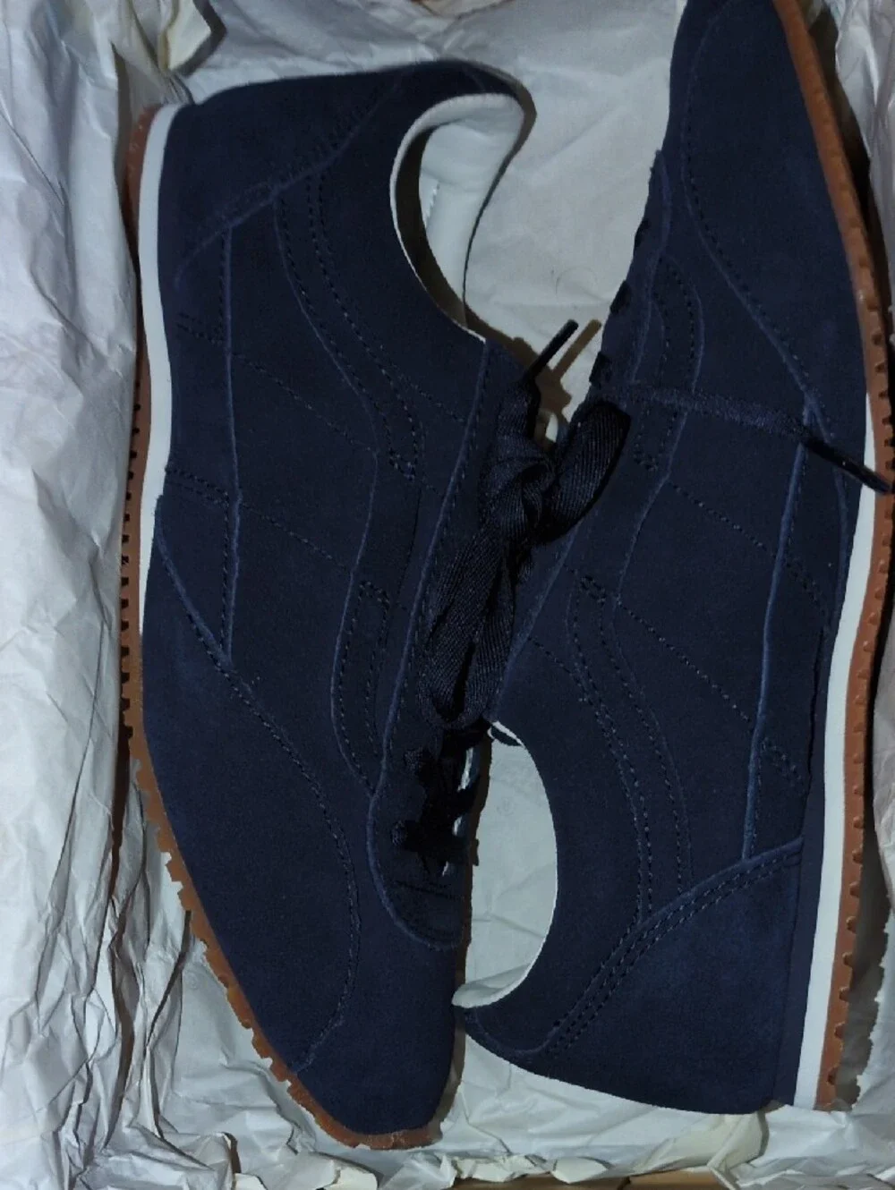 Vans Navy Suede Sneakerinas with White Accents-Women's size 8.5